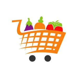 vegetables shopping cart trolley grocery logo icon design vector 171090350